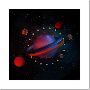 Galaxy spaceship planets 3d Posters and Art